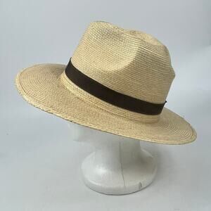 Handmade Indian Guatemala Palm Leaf Straw Fedora Hat sz7 Wide Brim Panama Summer